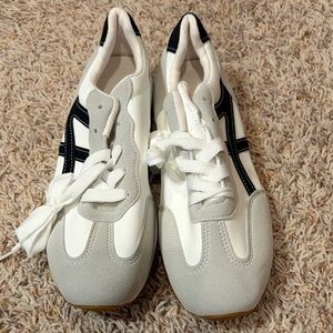 SHEIN White and Gray Casual Sneakers